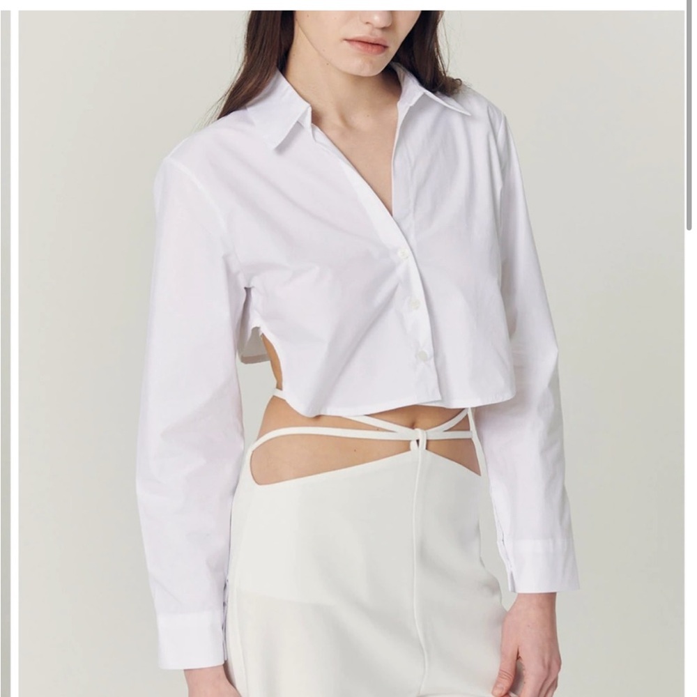 White Long Sleeve Crop Top